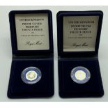 TWO SILVER PROOF 20 PENCE COINS