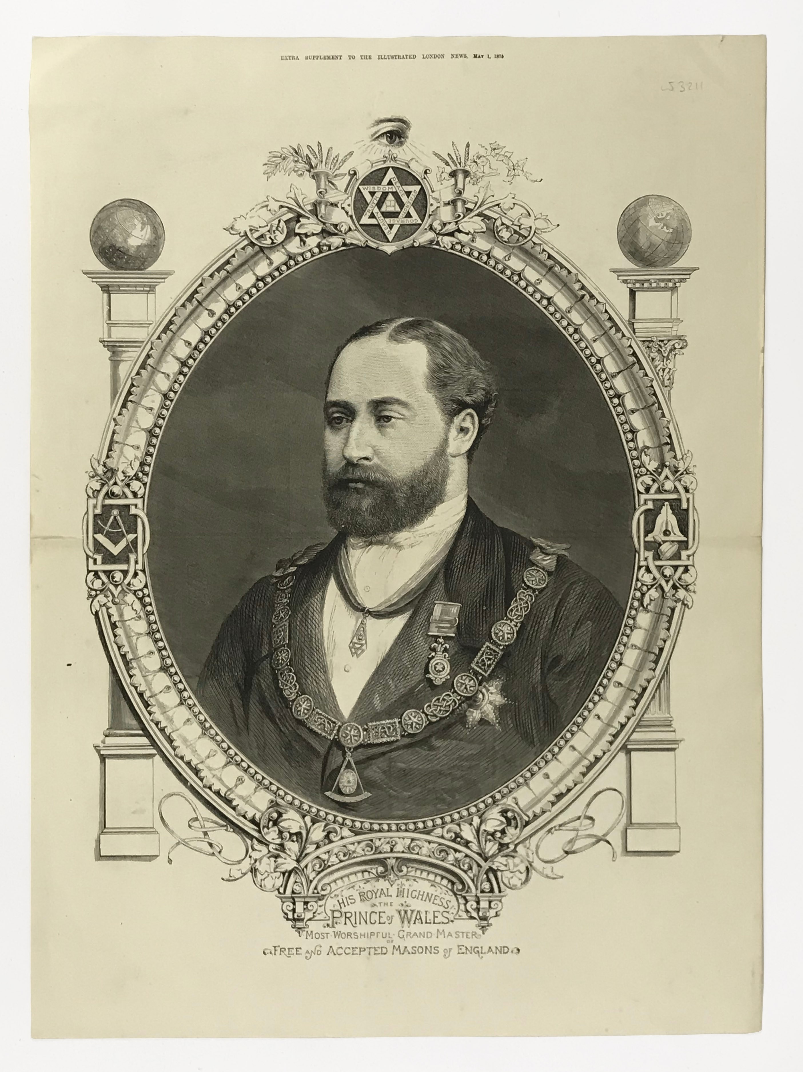 PRINT OF THE HRH PRINCE OF WALES MOST WORSHIPFUL GRAND MASTER OF FREE AND ACCEPTED MASONS OF ENGLAND
