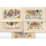 TEN PATRIOTIC EMBROIDED SILK POSTCARDS