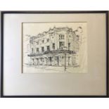 TWO INK DRAWINGS OF LONDON THEATRES BY CARTOONIST TIMOTHY BIRDSALL (1936-1963)