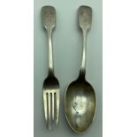 HALLMARKED IMPERIAL RUSSIA LARGE SILVER SPOON & FORK