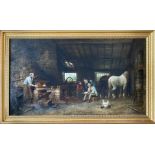 Joseph Wrightson McIntyre fl 1866-1888. British. Oil on canvas. “The Village Smithy”.