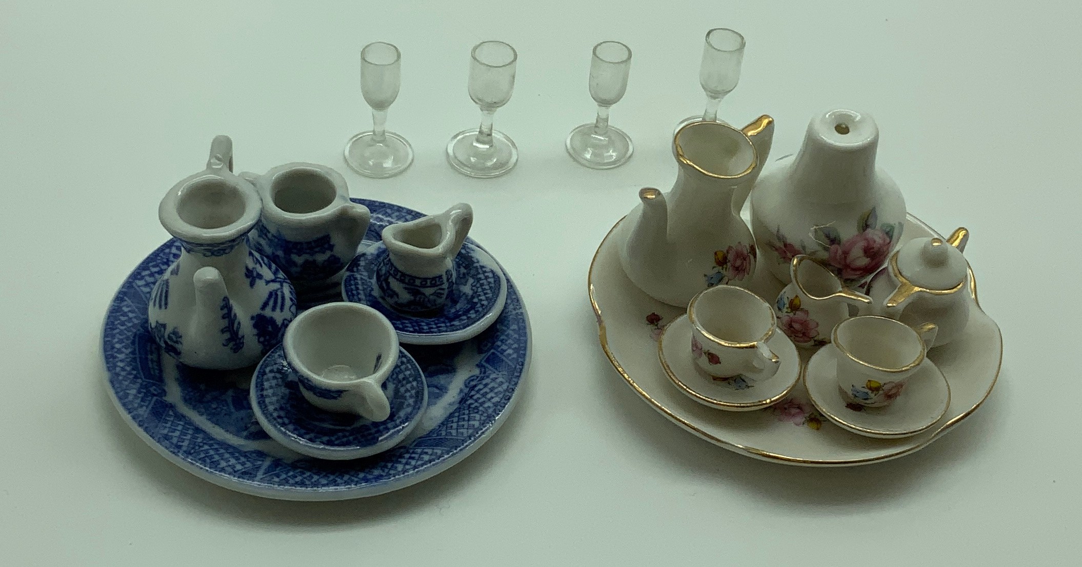 INTERESTING ITEMS LOT MINIATURE TEA SETS & OTHER MISC. ITEMS