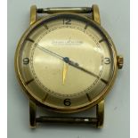 A GENTS 1950'S 18CT GOLD JAEGER-LECOULTRE WRISTWATCH