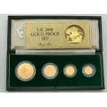 ROYAL MINT UK 1980 GOLD SOVEREIGN FOUR PROOF COIN SET