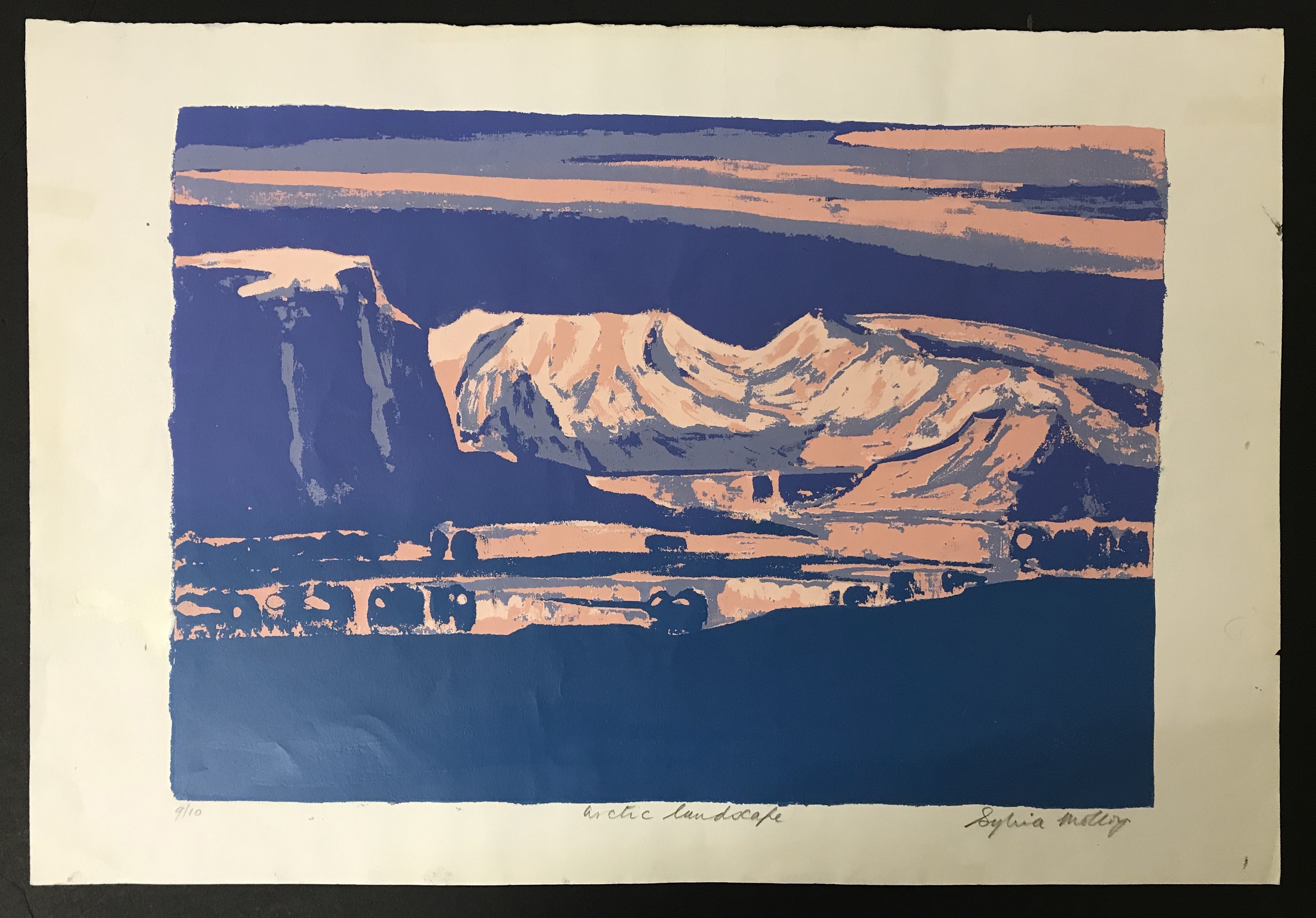 SYLVIA MOLLOY SIGNED LIMITED EDITION OF SCREENPRINT ARCTIC LANDSCAPE