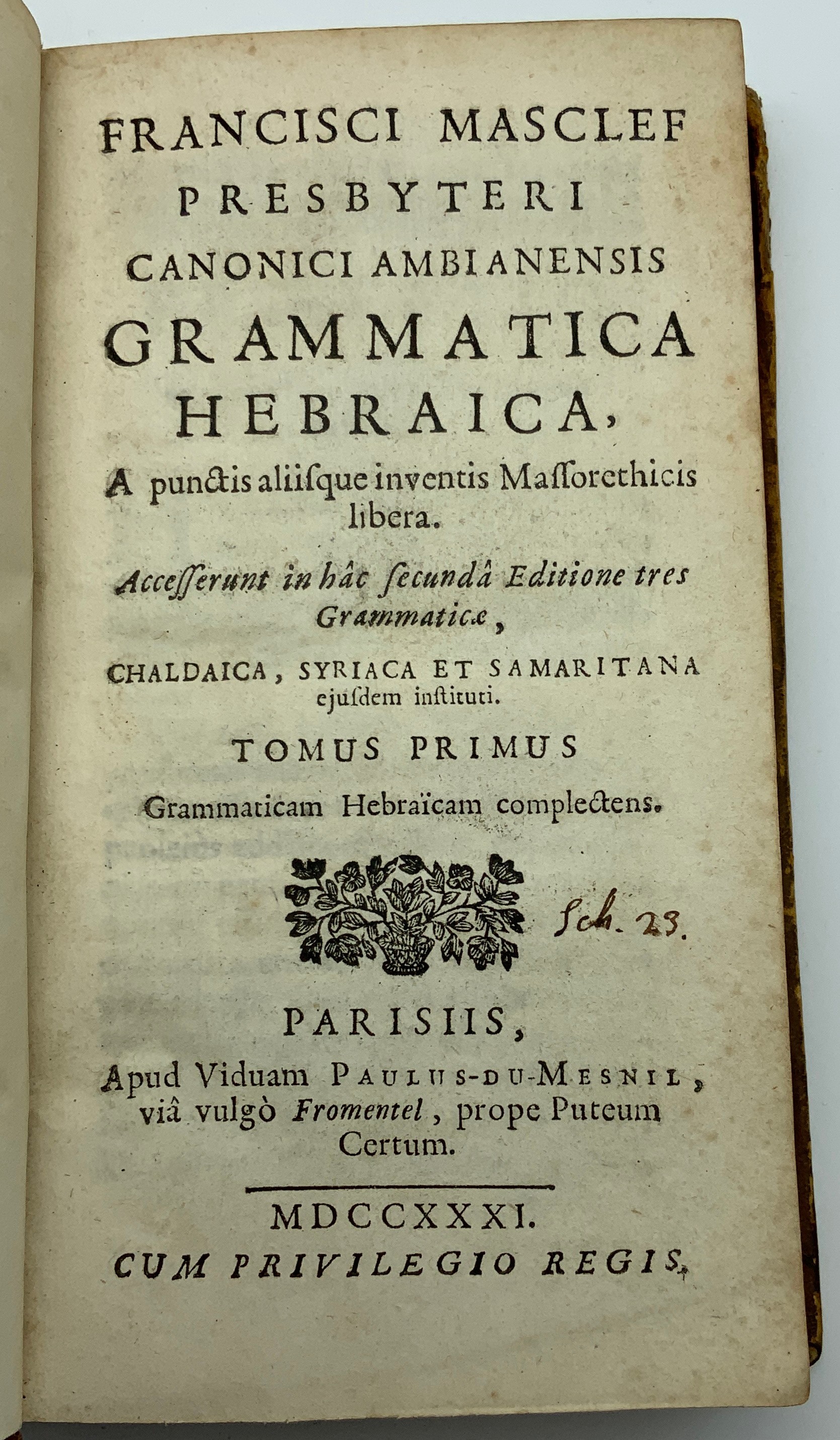 GRAMATICA HEBRAICA 1731 2 VOLUMES - Image 2 of 4