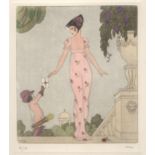 STANLEY WOOLLETT BILLET DOUX HAND-COLOURED ETCHING ON WOVE