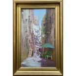 Pasquale D’Angelo 1896-1955. Italian. Oil on canvas. “Street Scene”. Signed.