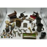 INTERESTING ITEMS LOT INCLUDING PEWTER TANKARDS ANTIQUE HARMONICAS