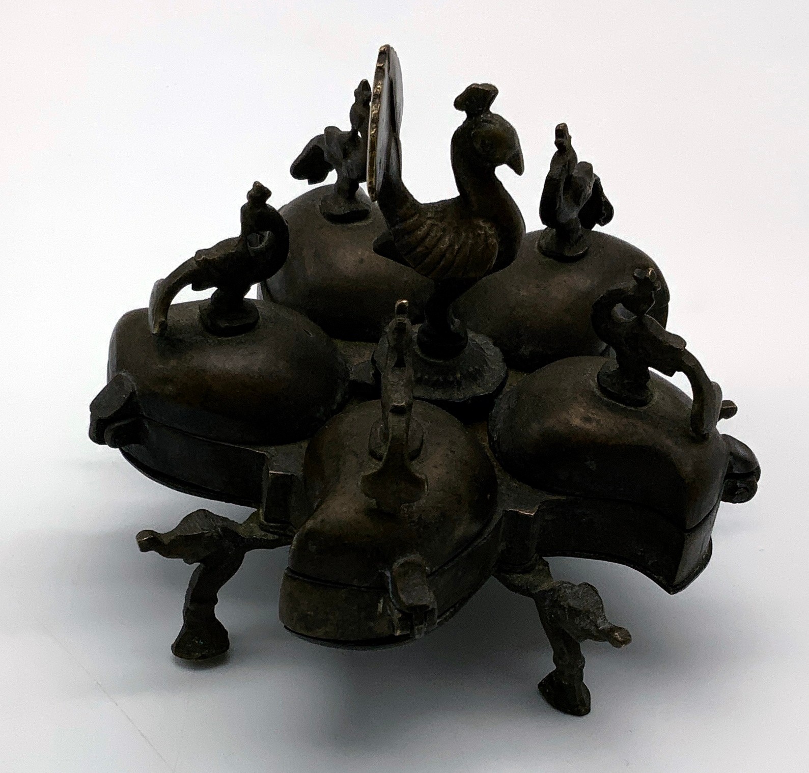 INDIAN BRONZE KUMKUM TIKA POWDER SPICE BOX - Image 3 of 6