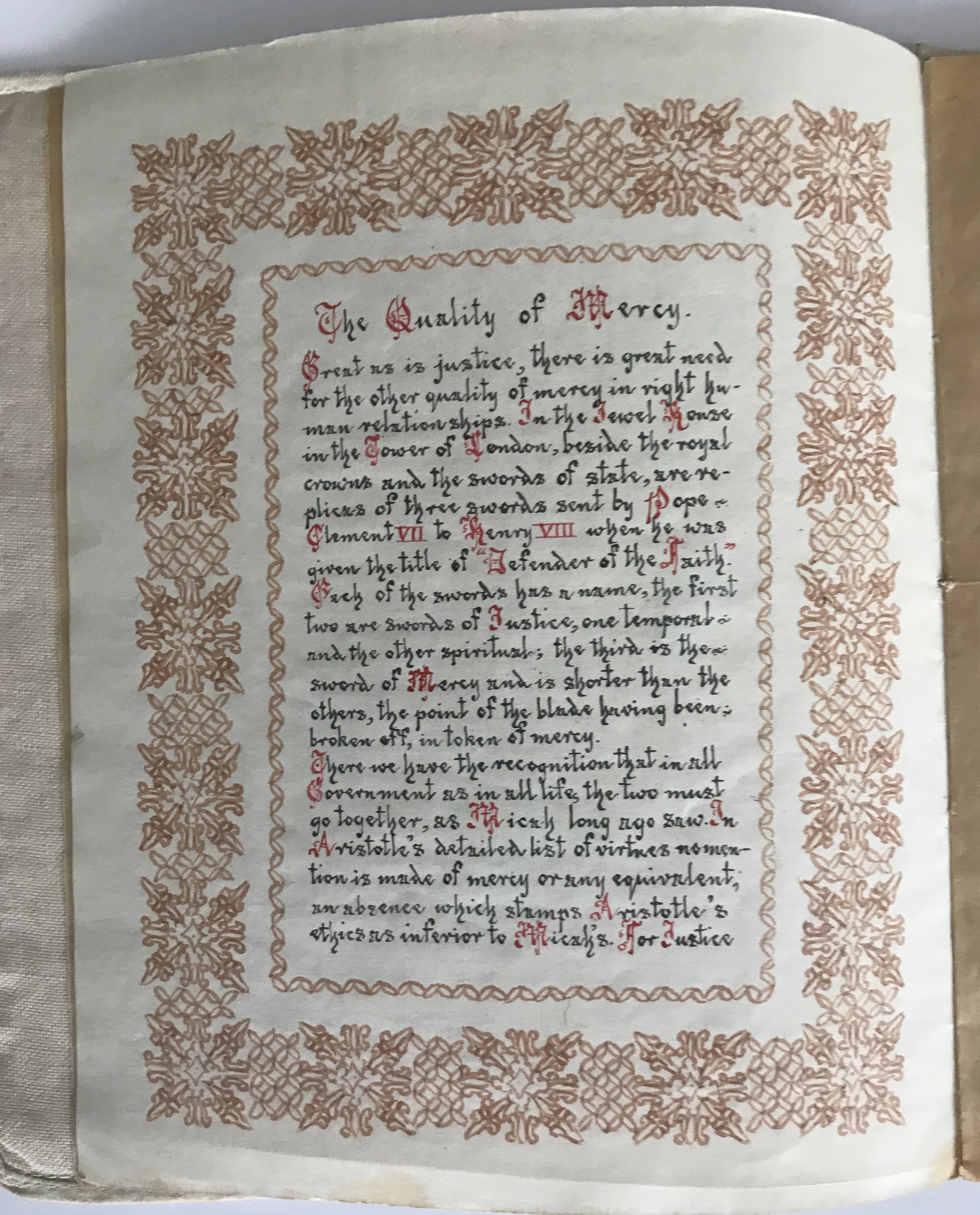 UNUSUAL HANDWRITTEN PORTIR’S SPEECH WITH CLOTH COVERS BY J.G. WOOD - Image 4 of 9