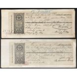 AUSTRIAN ANTIQUE CHEQUES WITH IMPRINTED REVENUE STAMP OF 10 KREUZERS 1891-2