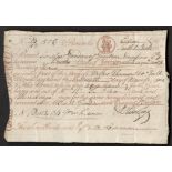 1780 EXCISE OFFICE PERMIT FOR IMPORT OF FOREIGN WINE