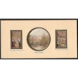 THREE MINIATURE BAXTER PRINTS MOUNTED QUEEN VICTORIA'S FIRST PARLIAMENT, WARWICK CASTLE & CORONATION