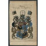 FOUR 1771 COAT OF ARMS OF THE COUNTS OF HOGENDARP HODICZ HOCHSTETTEN SALMISCHES COPPER ENGRAVING