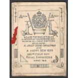 XMAS 1916 GREETING CARD FROM 103RD FIELD COMPANY ROYAL ENGINEERS WE ARE THE BOYS OF THE 103