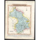 BRITISH COUNTY MAP COLOURED PRINT OF CAMBRIDGESHIRE PUBLISHED BY W LEWIS ENGRAVER LONDON