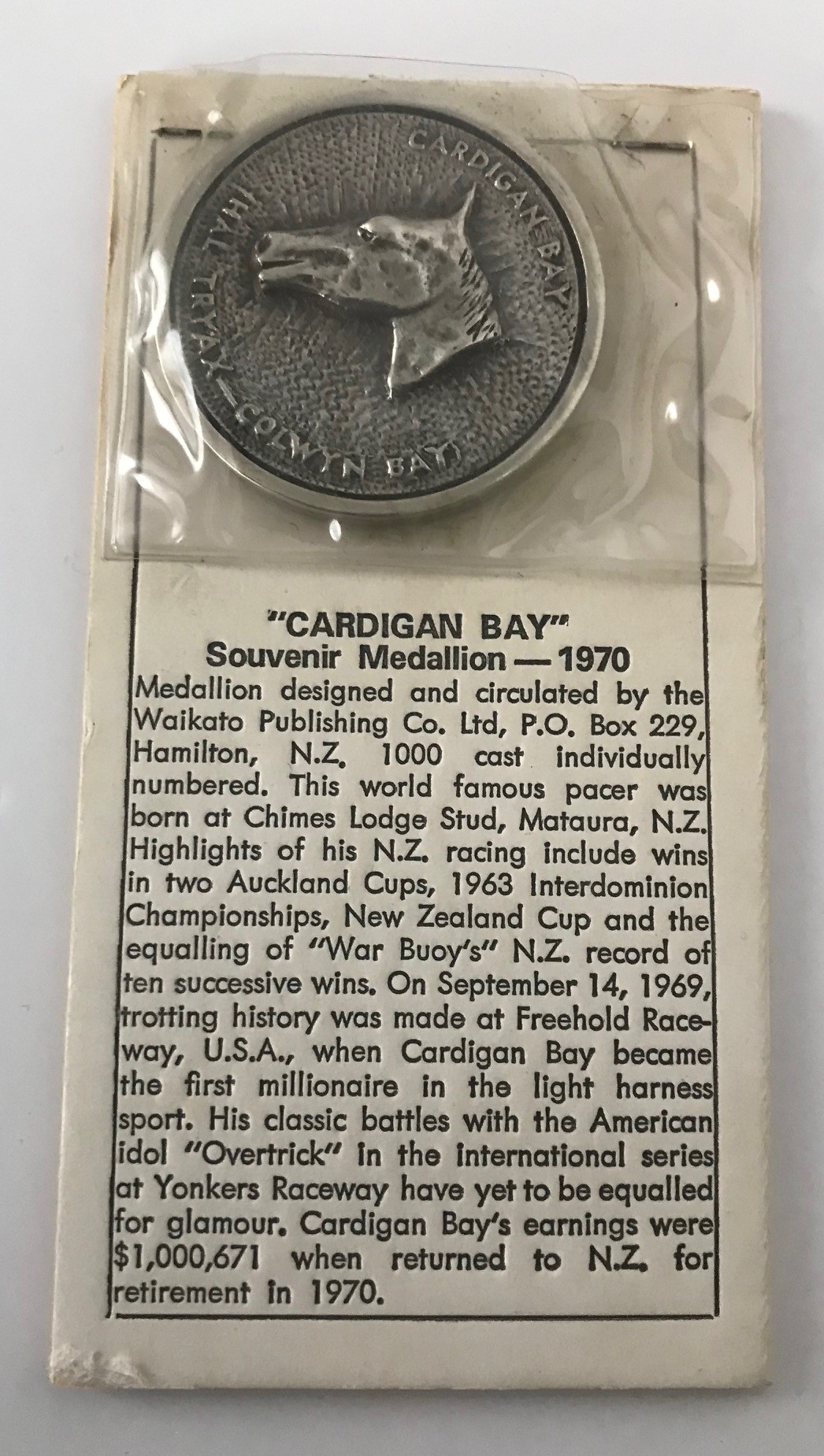 NEW ZEALAND CARDIGAN BAY SOUVENIR MEDAL 1970