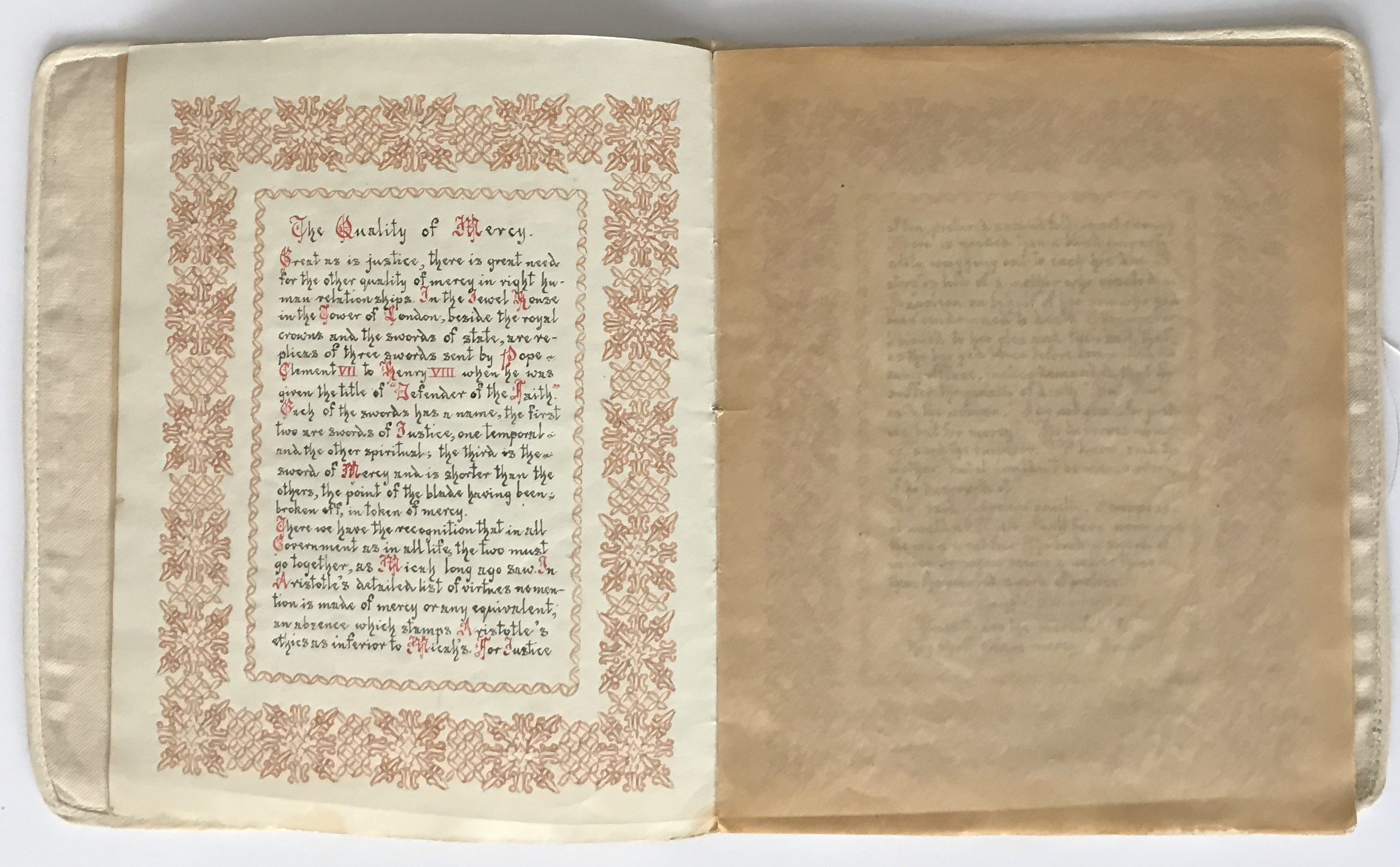 UNUSUAL HANDWRITTEN PORTIR’S SPEECH WITH CLOTH COVERS BY J.G. WOOD - Image 5 of 9