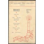 155 LOWLAND FIELD AMBULANCE R.A.M.C. CHRISTMAS DAY 1941 MENU SIGNED ON THE BACK