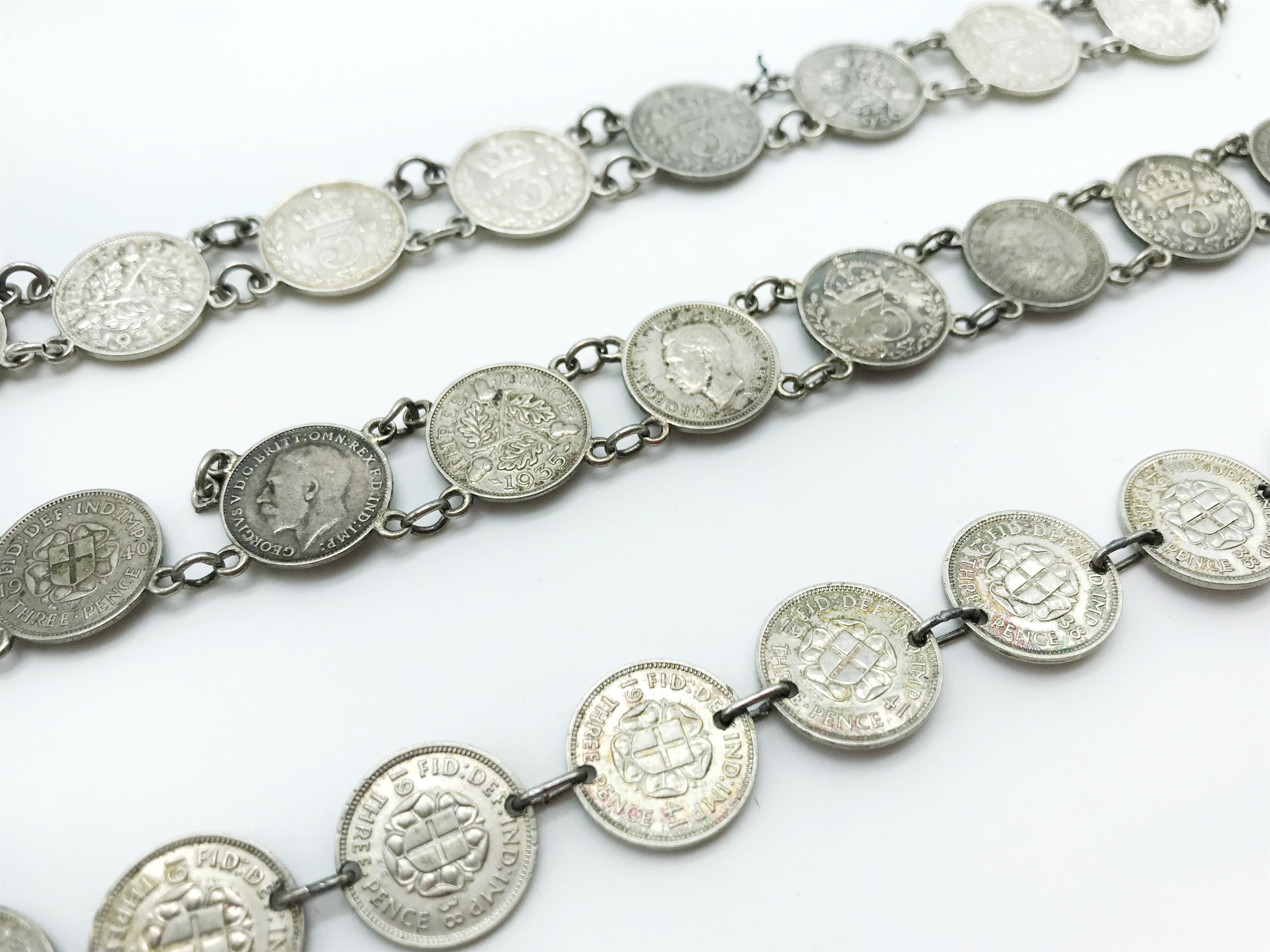 THREE SILVER BRITISH COINS BRACELETS App.total weight: 46g