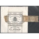 PLAYING CARDS WRAPPER MANUFACTURE DE CARTES A JOUER E. MALMENAYDE WITH PART REVENUE STAMP / LABEL