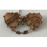 ANTIQUE DOUBLE HEART 9CT GOLD MIZPAH BROOCH