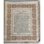 UNUSUAL HANDWRITTEN PORTIR’S SPEECH WITH CLOTH COVERS BY J.G. WOOD