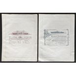 TWO PRINTS OF A SHIPS BUILT BY SIR WG ARMSTRONG MITCHELL HIJMS TATSUTA & HMS SPITFIRE