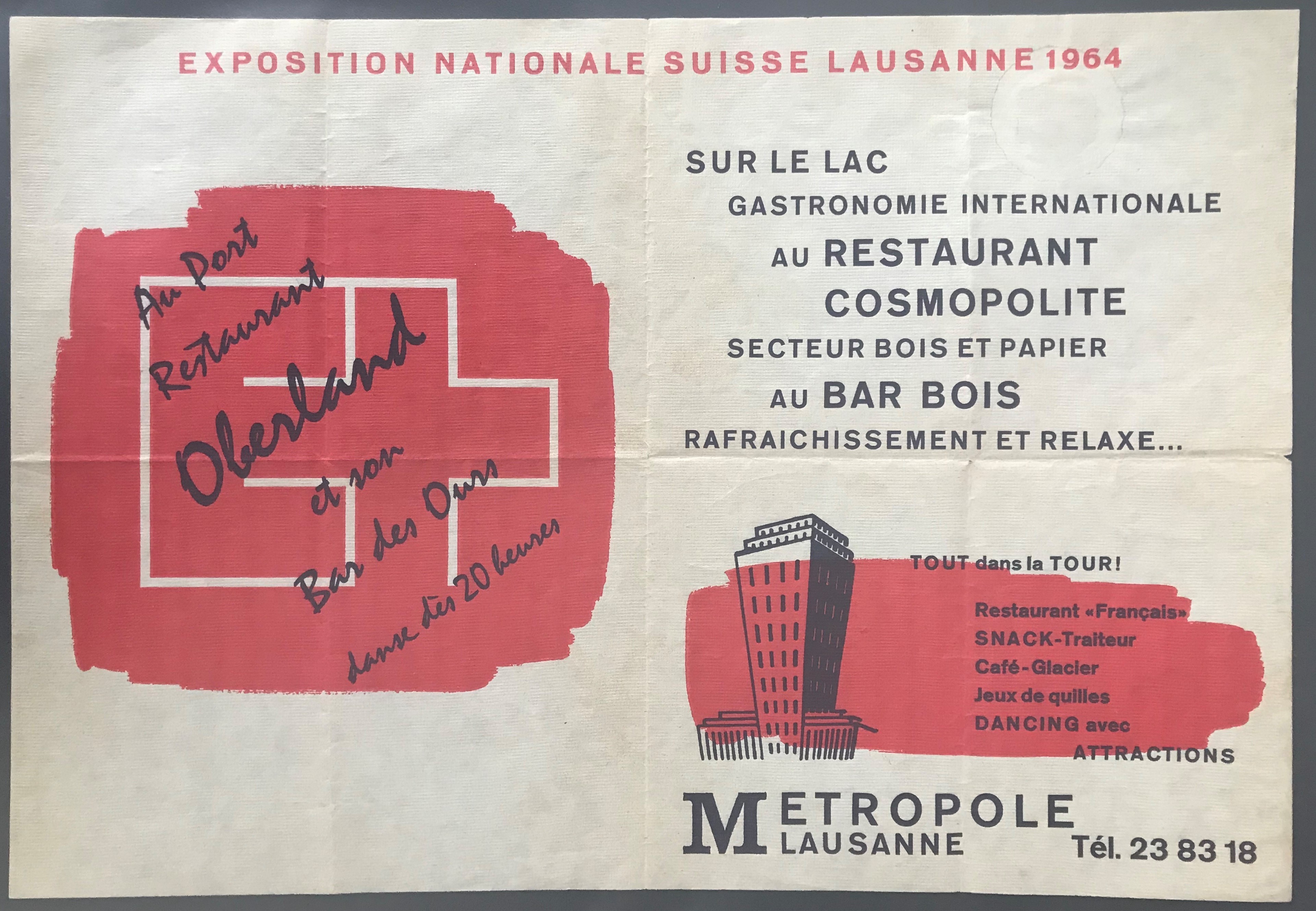 EXPOSITION NATIONALE SUISSE LAUSANNE 1964 POSTER EXPO 64