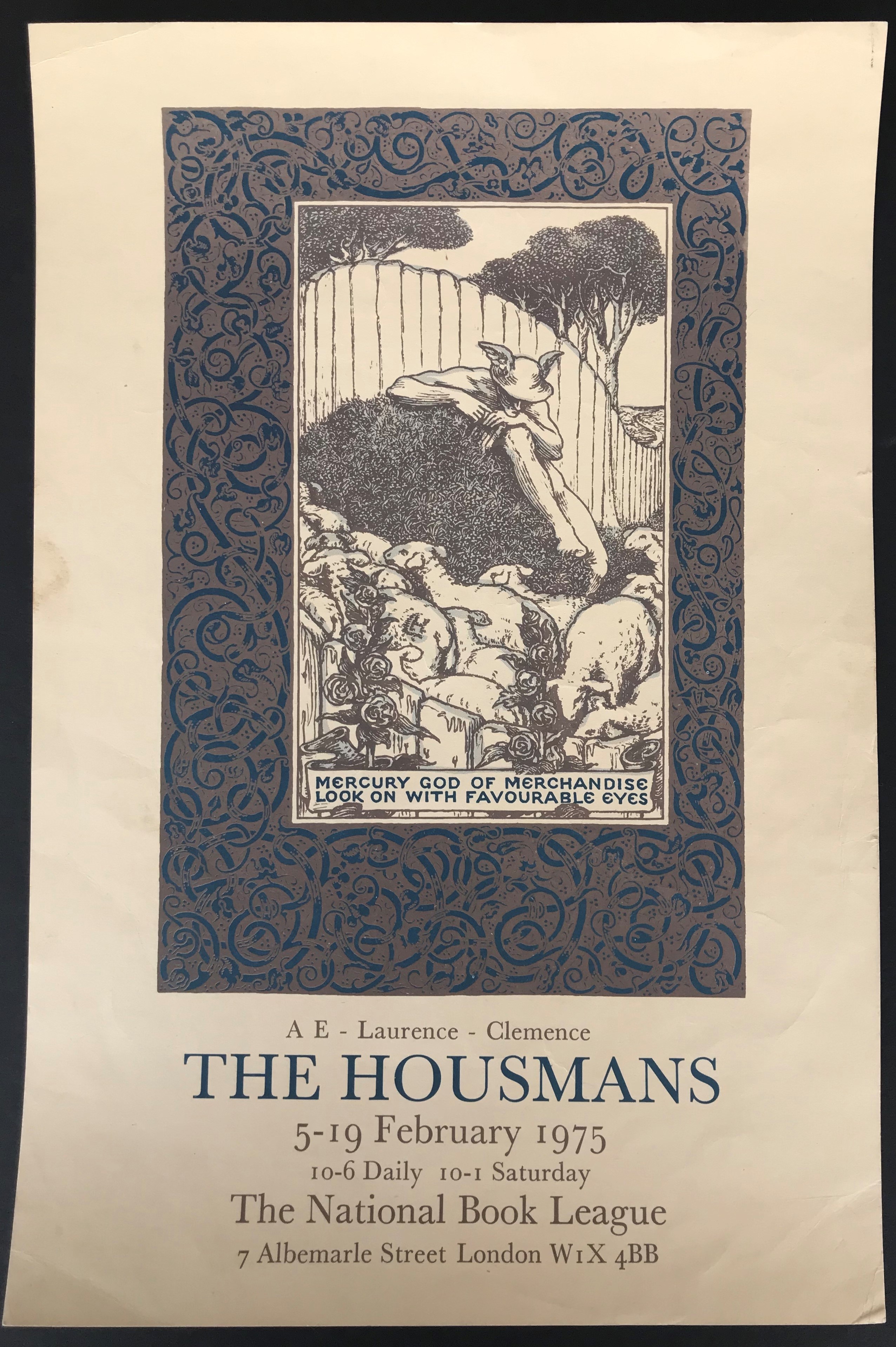THE HOUSMANS THE NATIONAL BOOK LEAGUE SMALL POSTER 1975
