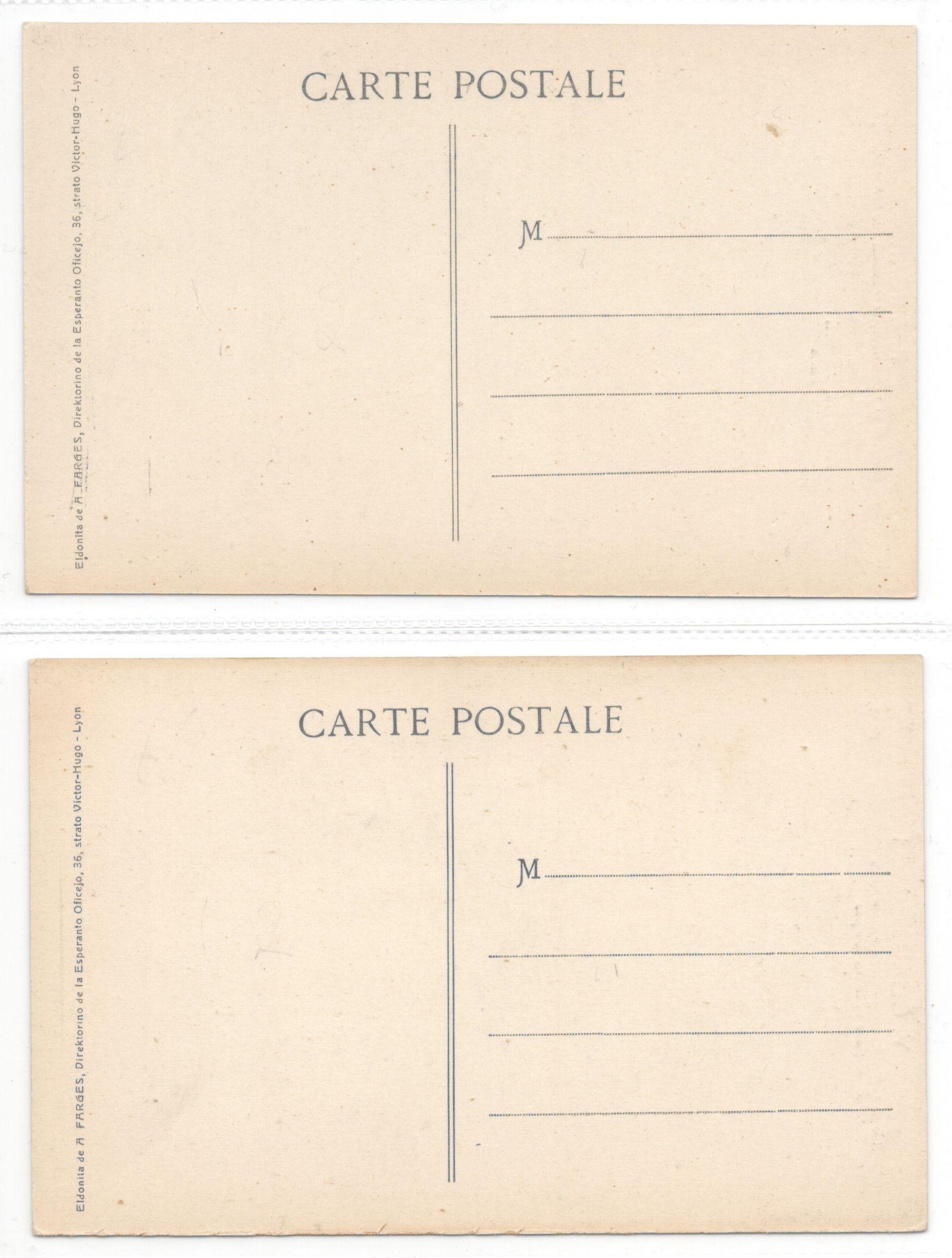 TWO EARLY FRENCH ESPERANTO PROPAGANDA CARTOON POSTCARDS - Image 2 of 2