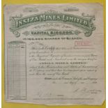 INSIZA SHARE CERTIFICATE