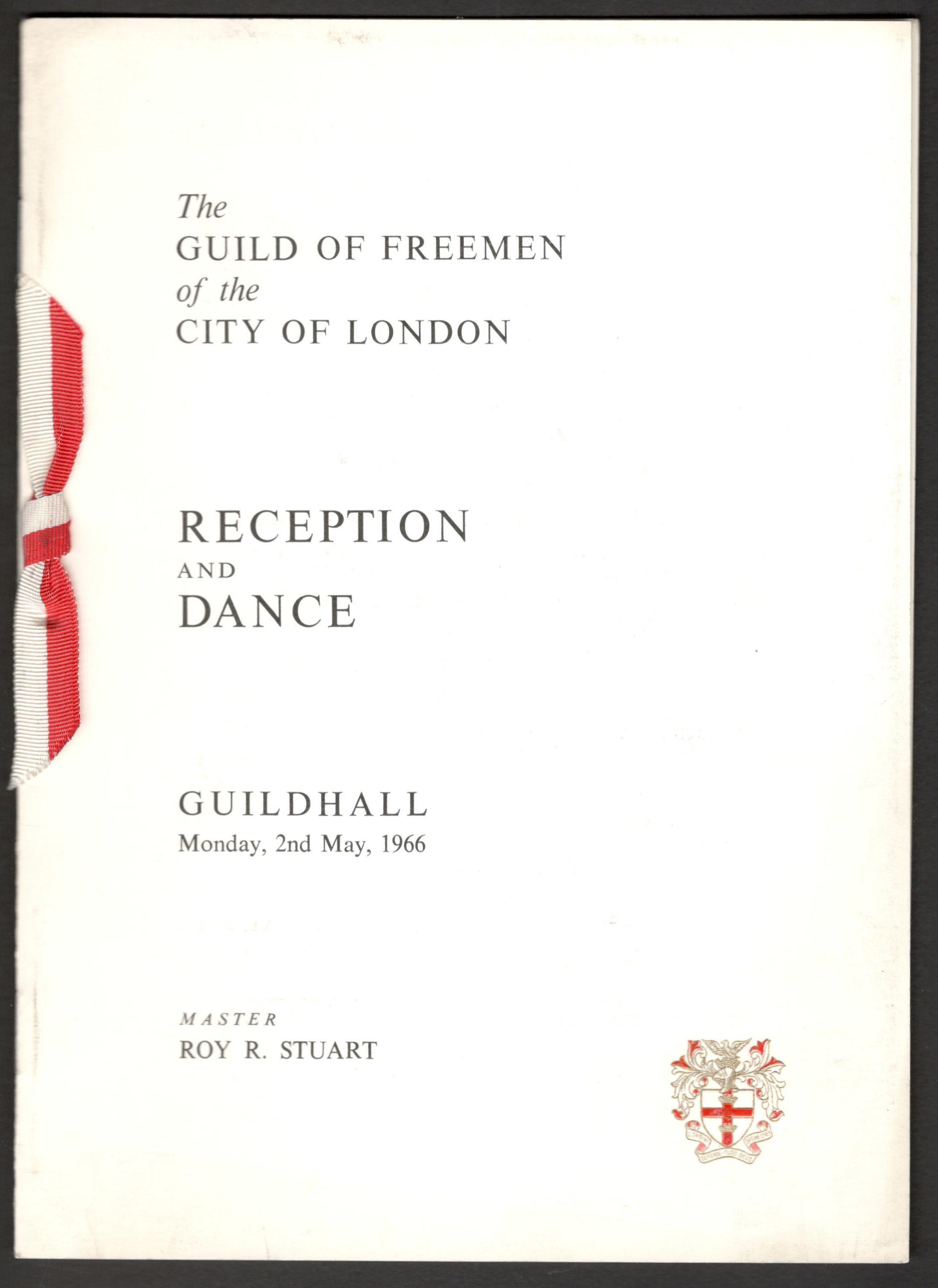 THE GUILD OF FREEMEN OF THE CITY OF LONDON 1966-7 PROGRAMME FOR RECEPTION & DANCE