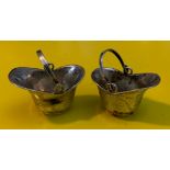 PAIR OF CHINESE MINIATURE SILVER SALTS