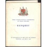 FIRST INTERNATIONAL CONFERENCE ON ORAL SURGERY BANQUET AT GUILDHALL IN THE CITY OF LONDON 1962