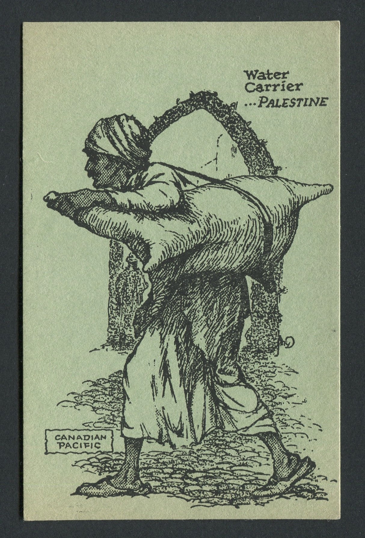 WATER CARRIER PALESTINE CANADIAN PACIFIC ROUND THE WORLD CRUISE POSTCARD MEMOGRAM