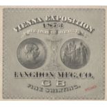1873 VIENNA EXPOSITION MEDAL OF MERIT CERTIFICATE SPECIMEN AWARDED TO LANGDON MFG.CO  App.size: 24cm