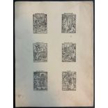 EARLY PRINTS OF HANS HOLBEIN'S DANCE OF DEATH IN 41 SCENES ON SEVEN PAGES