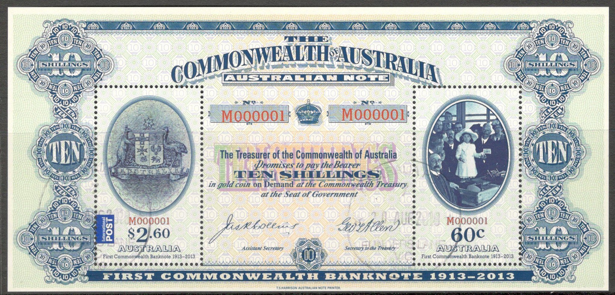 SOUVENIR FIRST COMMONWEALTH BANKNOTE 1913-2013 THE COMMONWEALTH OF AUSTRALIA