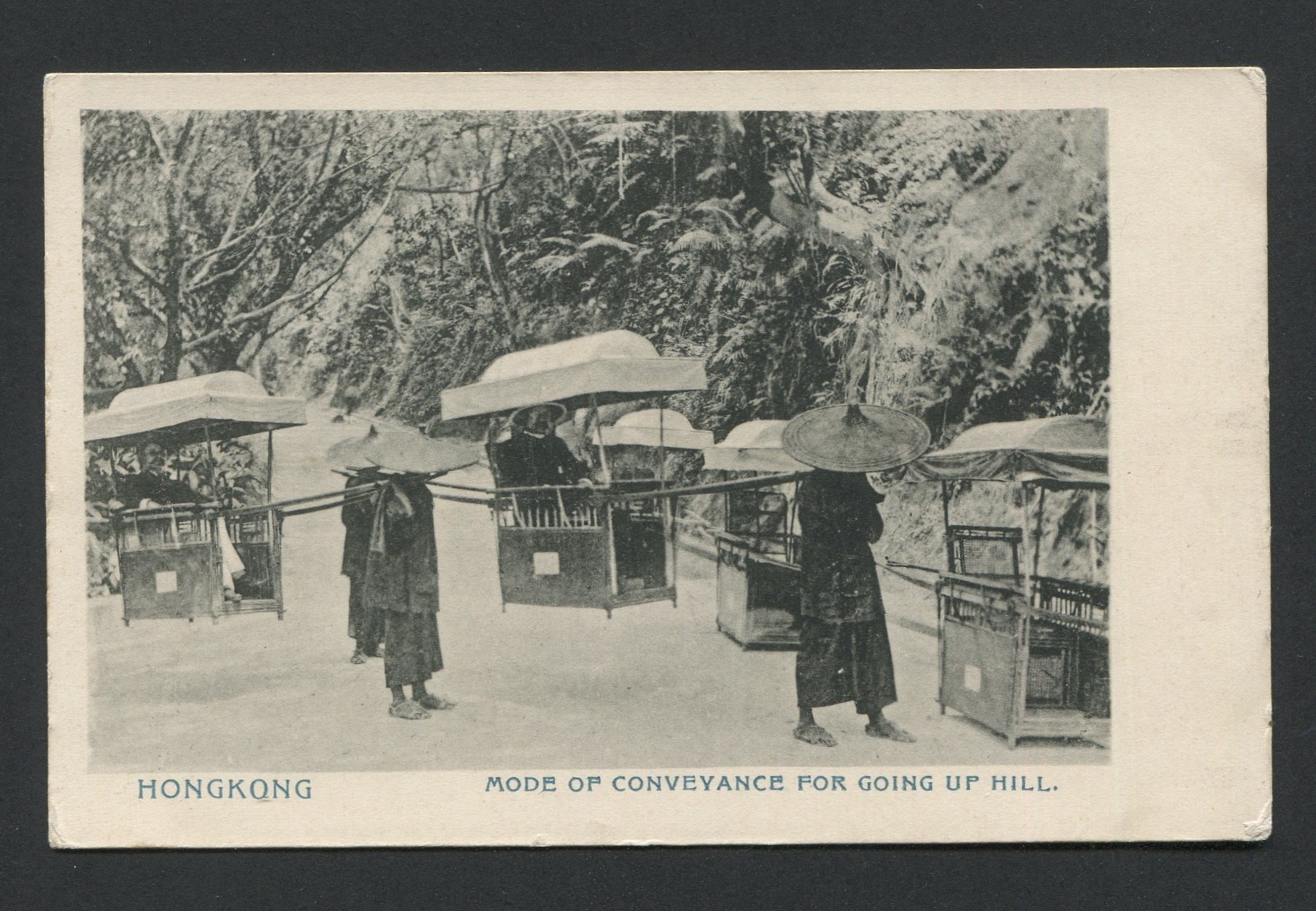 ANTIQUE CHINESE POSTCARD - HONGKONG MODE OF CONVEYANCE FOR GOING UP HILL