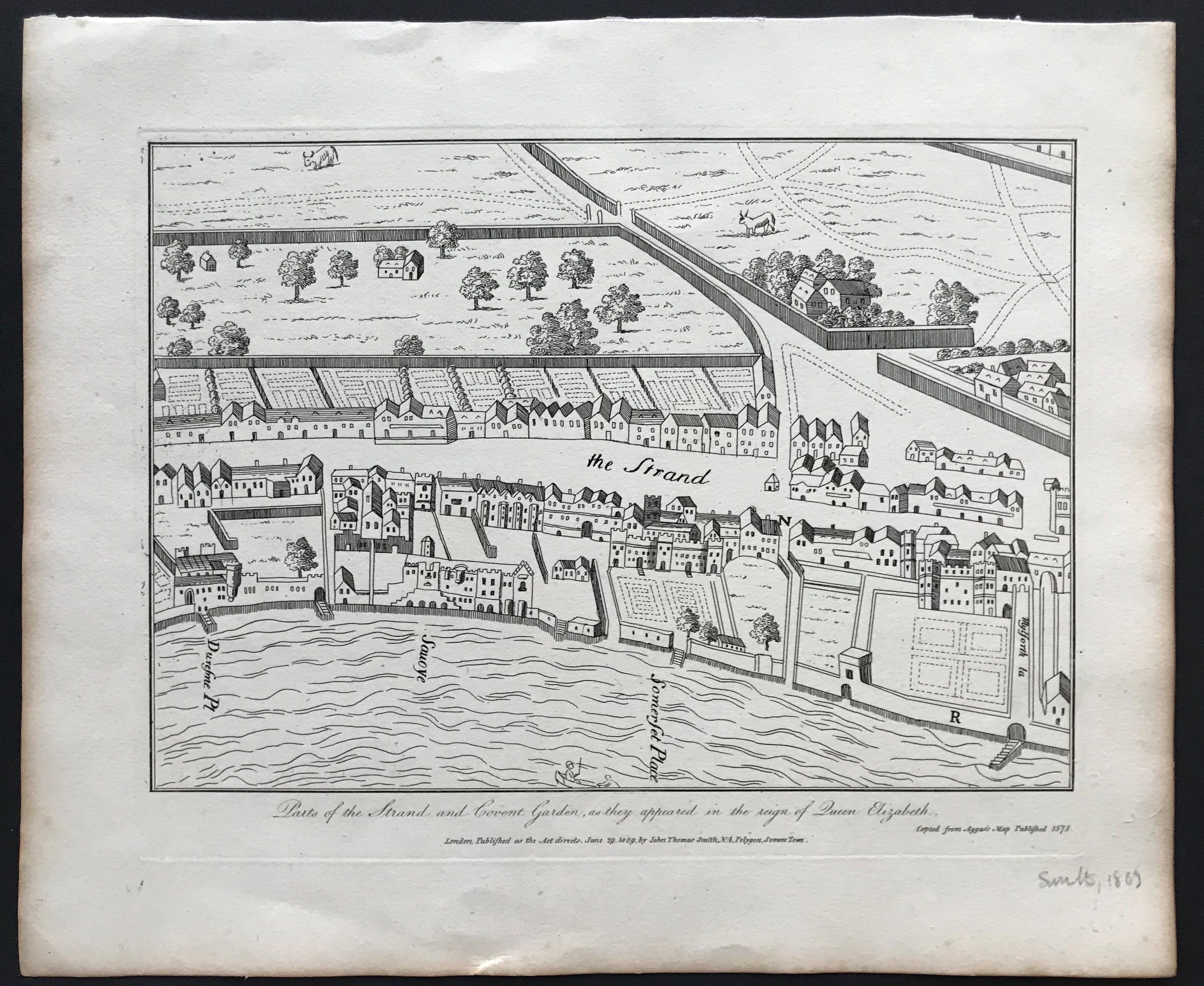 PARTS OF THE STRAND AND COVENT GARDEN ENGRAVING 1809 BY JOHN THOMAS SMITH