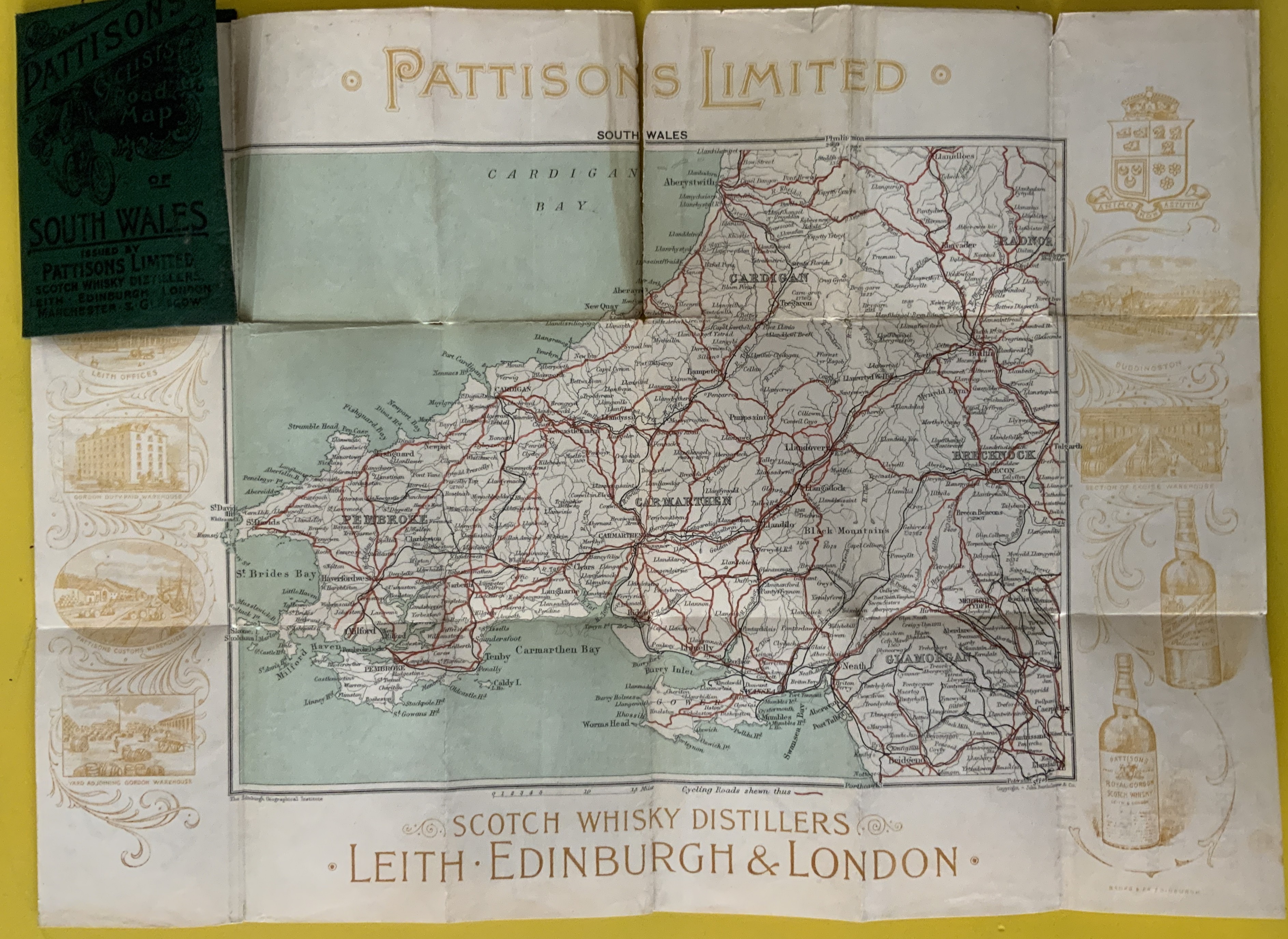 CYCLIST ROAD MAP OF SOUTH WALES BY PATTINSONS LIMITED