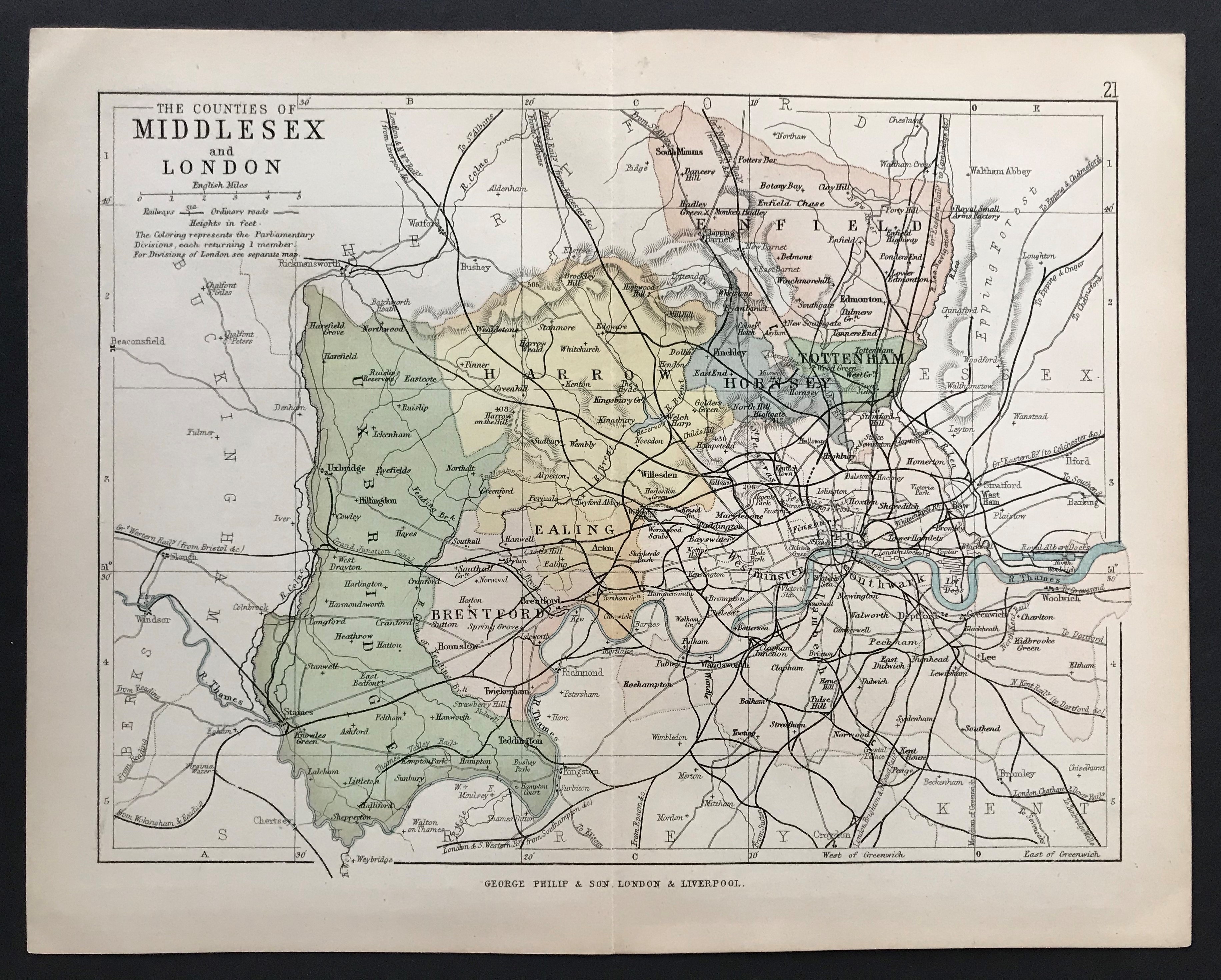 THE COUNTIES OF MIDDLESEX AND LONDON BY GEORGE PHILIP & SON