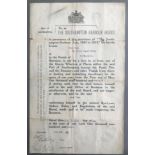 1920 THE SOUTHAMPTON HARBOUR BOARD LICENSE NOTICE STAMPED AND SIGNED