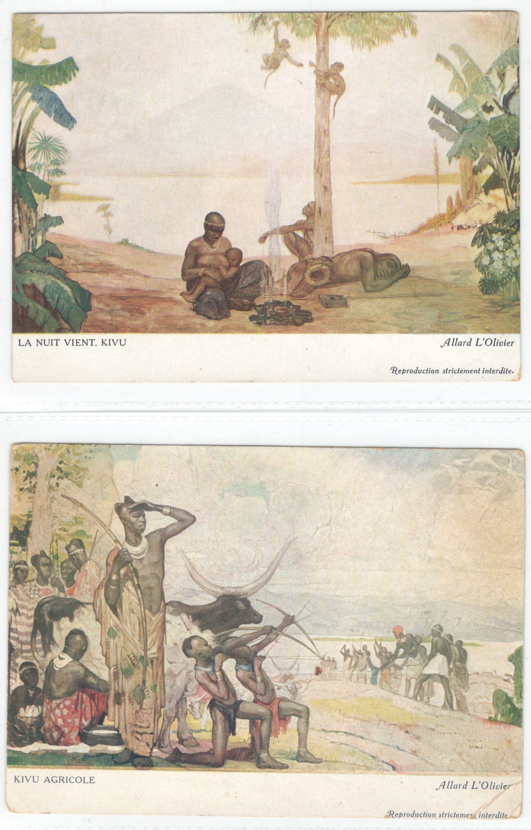 TWO EARLY ARTIST SIGNED POSTCARDS FRENCH POSTCARD BY ALLARD L'OLIVIER