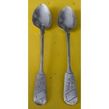 TWO HALLMARKED SILVER RUSSIAN SPOONS