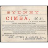 SYDNEY CIMBA THE FINE IRON SHIP 1899 PASS FOR LOAD IN THE SOUTHWEST INDIA DOCKS