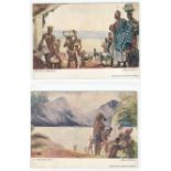 TWO ARTIST SIGNED POSTCARDS ALLARD L'OLIVIER DEPART A BUKAVU & LA TORNADE - KIVU